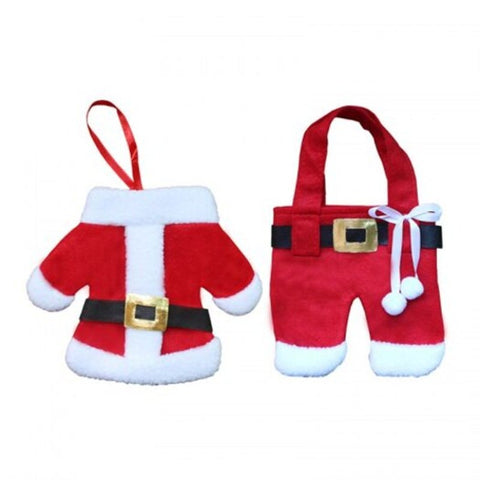 Christmas Clothes And Trousers Shape Knife Fork Bags Red