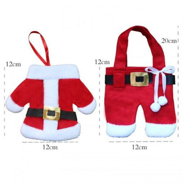 Christmas Clothes And Trousers Shape Knife Fork Bags Red