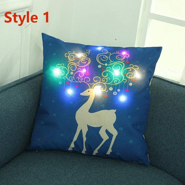 Christmas Led Lights Linen Cushion Covers Bed Sofa Decor Cushions & Decorative Pillows