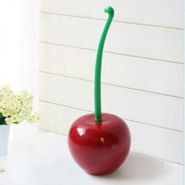 Creative Cherry Toilet Brush Set Plastic Wine Red Green Handle White Head Toilet Brushes & Holders