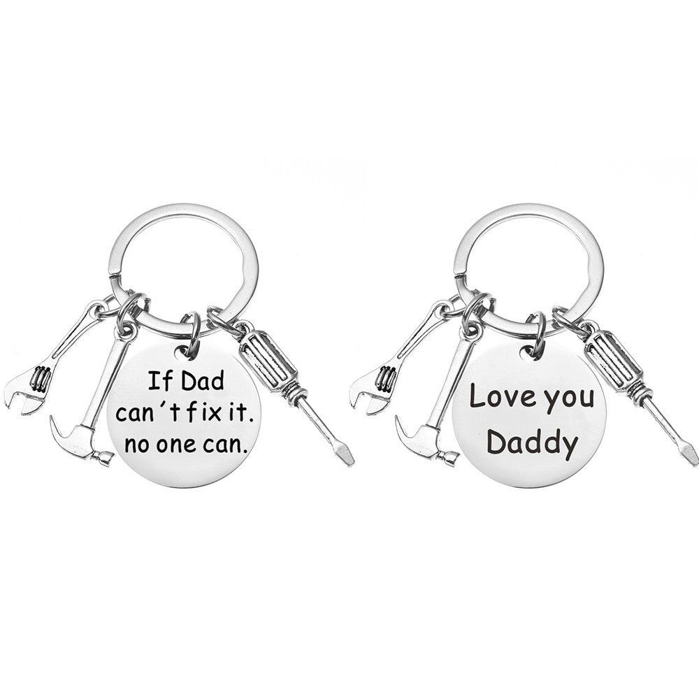 2Pcs Fathers Day Engraved Keychain