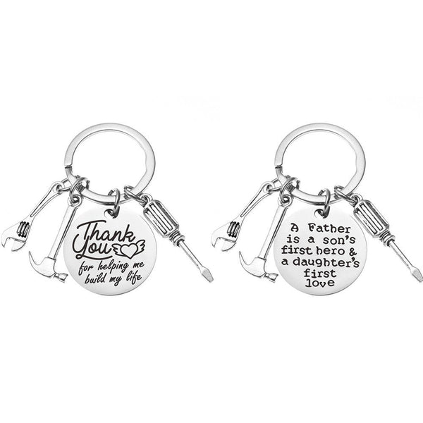2Pcs Fathers Day Engraved Keychain