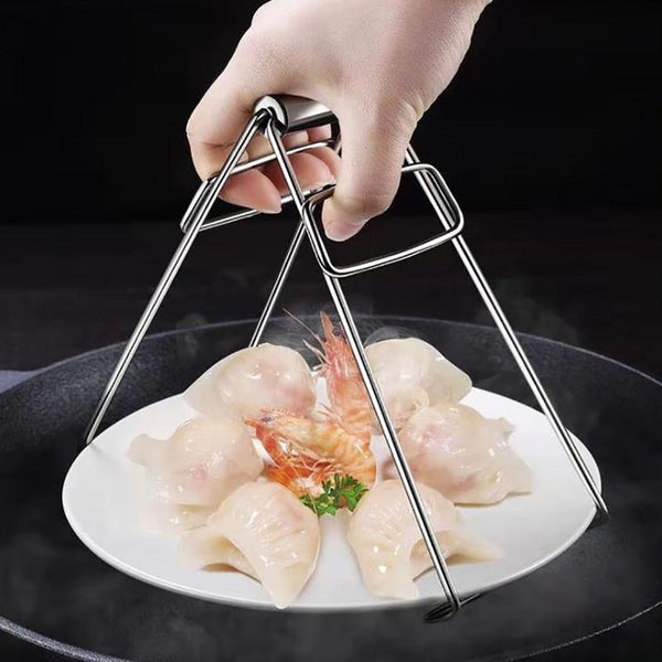 Stainless Steel Foldable Hand Steamer Hot Bowl Anti Clamp Scalding Clip