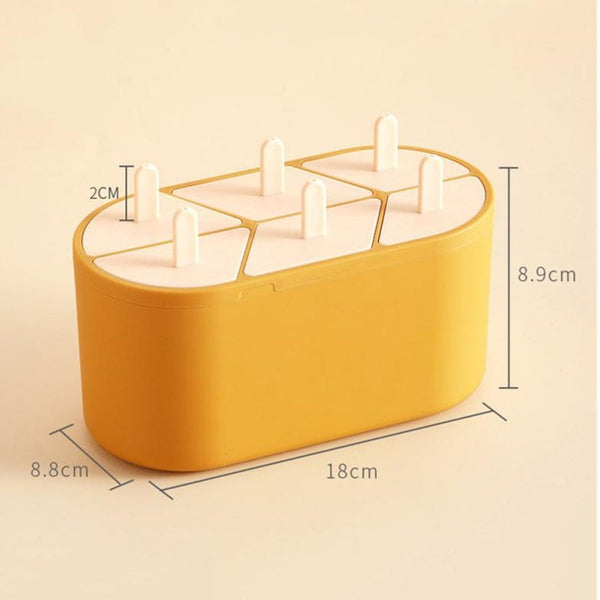 2Pcs Food Safe Ice Cream Molds 6 Cell Frozen Cube Popsicle Maker Diy Homemade Freezer Lolly Mould Kitchen Gadgets Ice Pop Molds