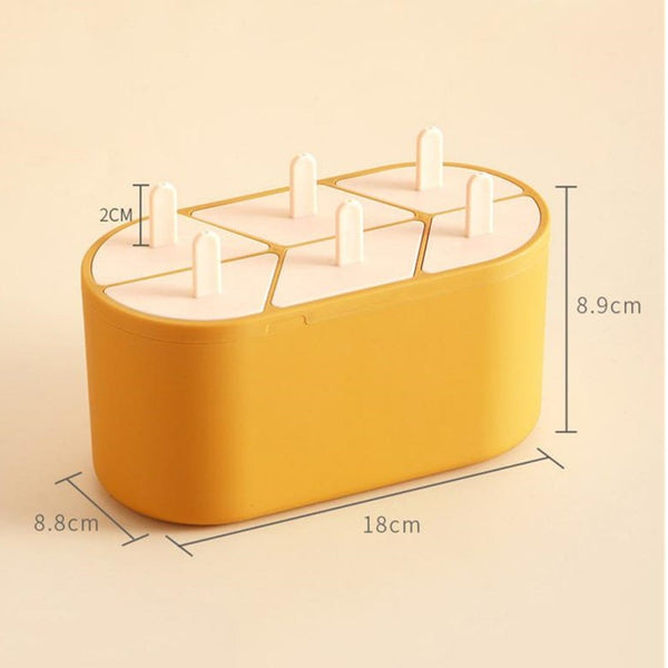2Pcs Food Safe Ice Cream Molds 6 Cell Frozen Cube Popsicle Maker Diy Homemade Freezer Lolly Mould Kitchen Gadgets