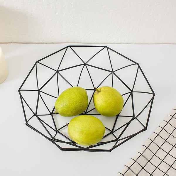 Iron Fruit Basket Geometric Style Container Wire Metal Bowl Kitchen Storage Racks & Holders