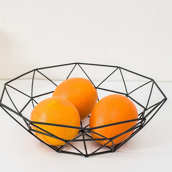 Iron Fruit Basket Geometric Style Container Wire Metal Bowl Kitchen Storage Racks & Holders
