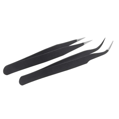 Nail Art Kits Sets 2Pcs Gel Rhinestones Nipper Picking Tool Black Tweezers
