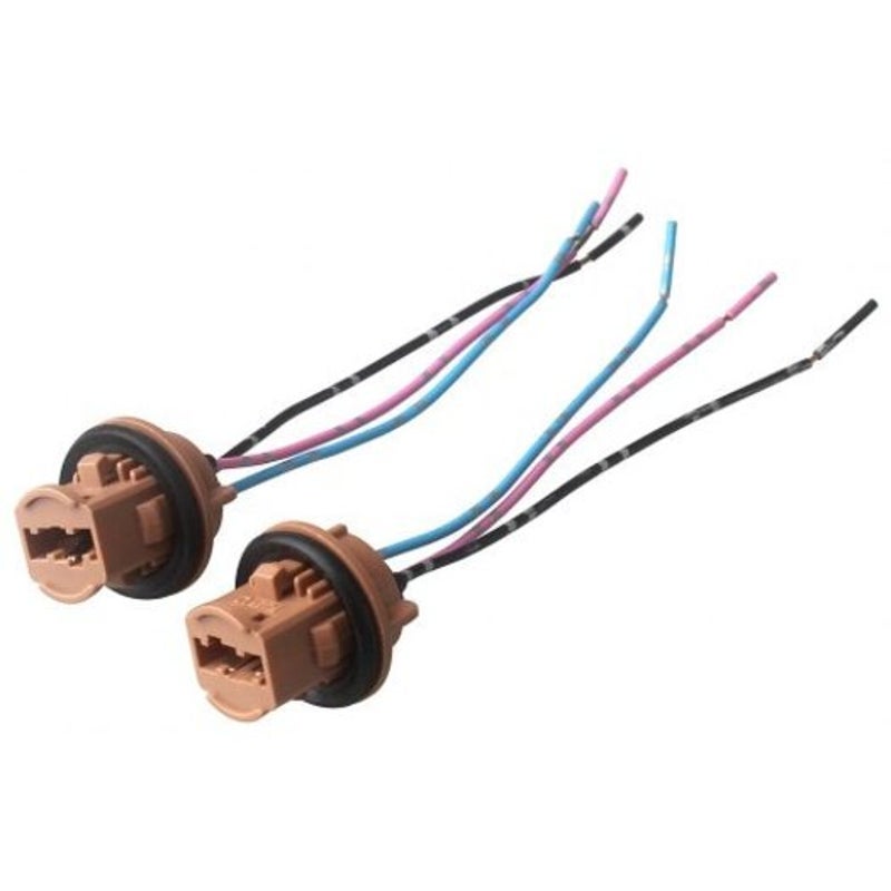 2Pcs H7 Ceramic Extention Headlight Lamp Sockets With Wiring Harness Brown
