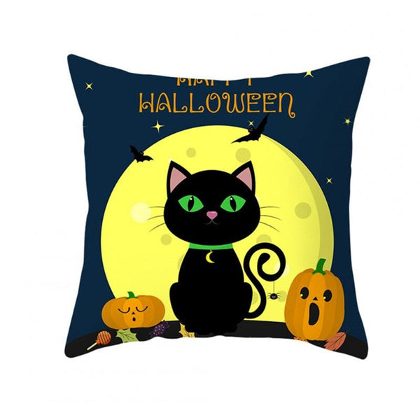 Halloween Series Pumpkin Black Cat Printing Throw Pillow Cover Pillowcase Decor Cushions & Decorative Pillows