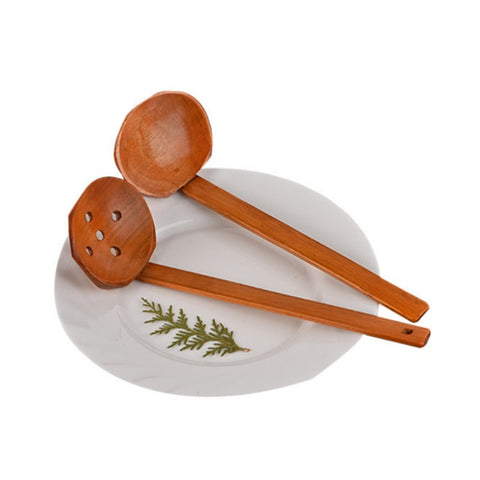 2Pcs Kitchen Bamboo Handle Hot Pot Spoon Wooden Tableware Household Colander Ramen