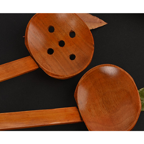 2Pcs Kitchen Bamboo Handle Hot Pot Spoon Tableware Household Colander Ramen Cooking Utensils