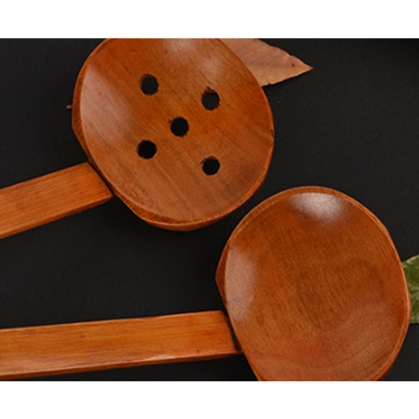 2Pcs Kitchen Bamboo Handle Hot Pot Spoon Wooden Tableware Household Colander Ramen