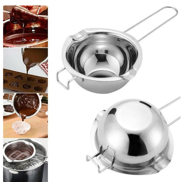 2Pcs Stainless Steel Chocolate Pot Butter Milt Melt Ting Bowl Long Grip Handle Other Cookware