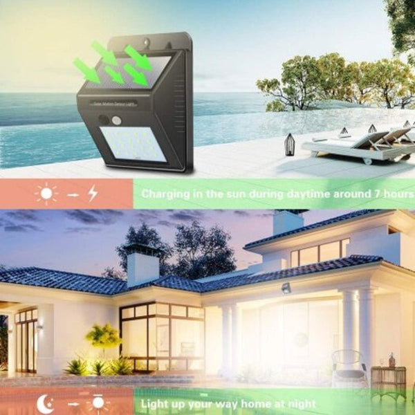 Solar Led Light Outdoor Lamp Pir Motion Sensor 20Leds Wall Lights Waterproof