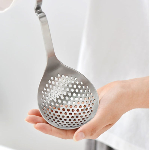 2Pcs Long Handle Soup Spoon Hot Pot Colander Strainer Tableware Filter With Hook Ladles