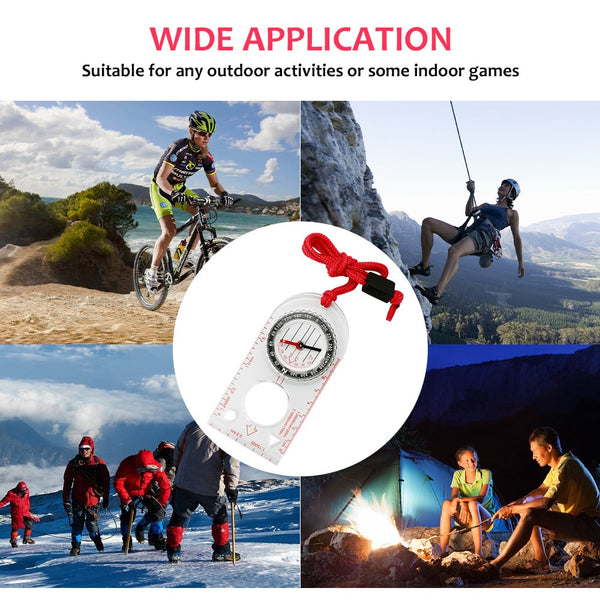 2Pcs Luminous Compass Map Ruler Dial Direction Waterproof Transparent Outdoor Tool Military Portable Camping Refined Compasses