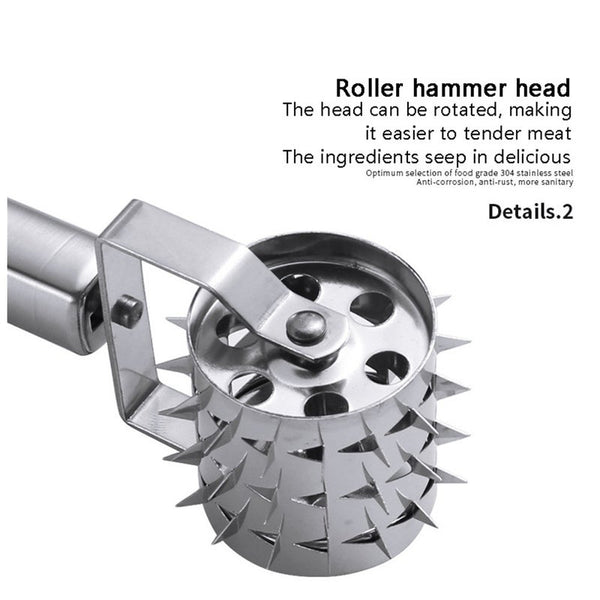 2Pcs Meat Tenderizer Kitchen Accessories Steak Pork Chicken Stainless Steel Rolling Cooking Tools Meat Tenderizers