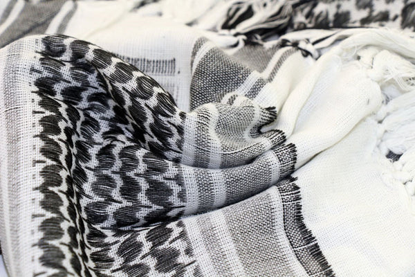 2Pcs Military Arab Keffiyeh Shemagh Scarf Cotton Winter Shawl Neck Warmer Cover Head Wrap Windproof Tactical Camping Men Women Balaclavas Masks & Tube