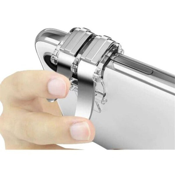 2Pcs Mobile Game Fire Buttons Aim Key Trigger L1 R1 Shooter Controller Silver Controllers & Attachments