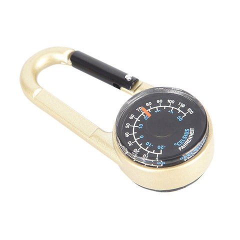 Multifunctional Hiking Metal Carabiner Mini Compass Thermometer Keychain Outdoor Camping Survival Tools