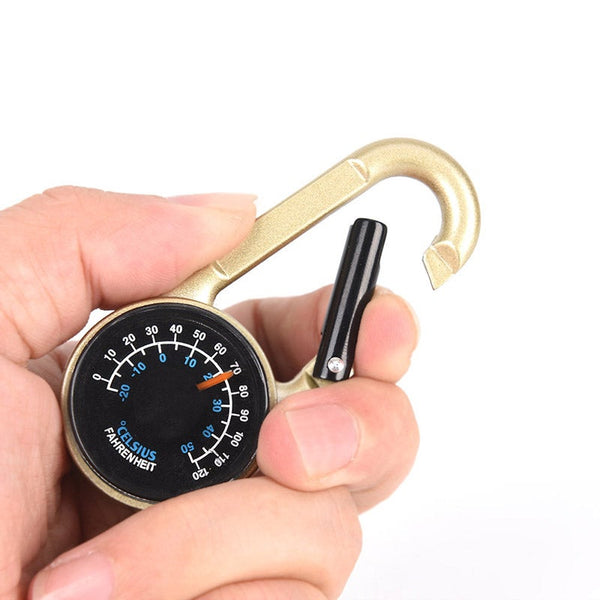 Multifunctional Hiking Metal Carabiner Mini Compass Thermometer Keychain Outdoor Camping Survival Tools
