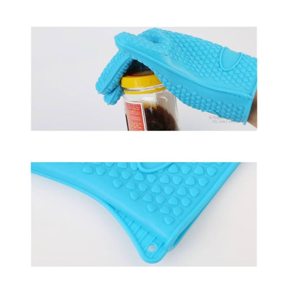 2Pcs Of Silica Gel Gloves Kitchen Five Fingers Baking Insulation Anti Scalding Oven Mitts & Potholders
