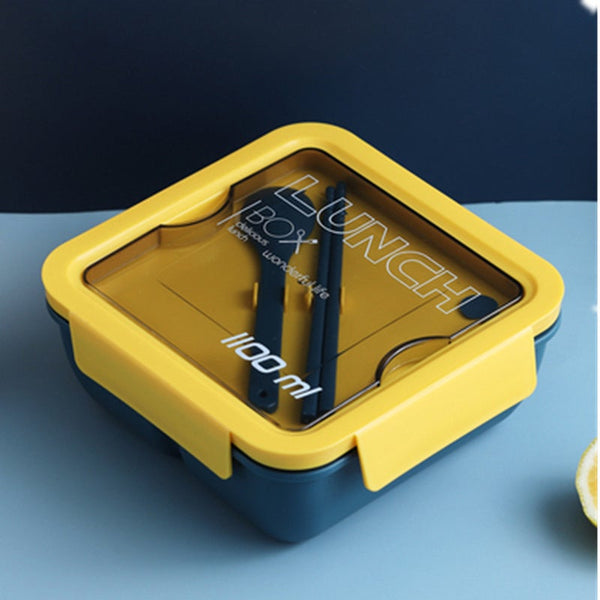2Pcs Portable Outdoor Lunch Box Japanese Style Kids Student Square Bento Wheat Straw Material Leak Proof Food Storage Containers