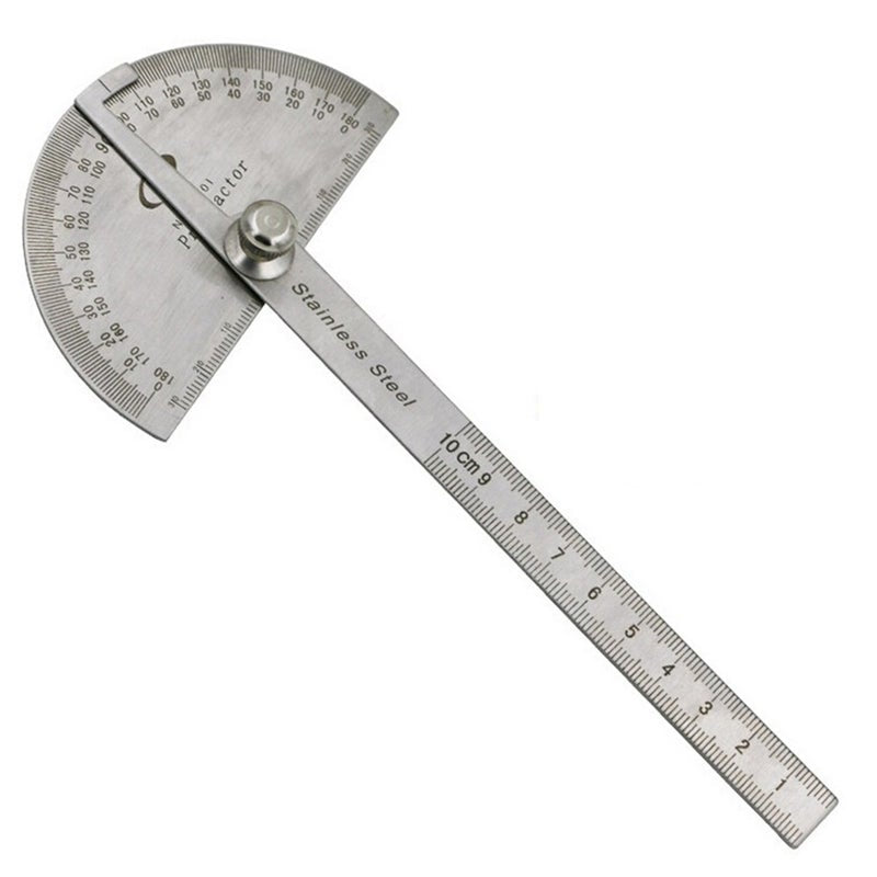 2Pcs Stainless Steel Protractor Angle Finder Arm Measuring Round Head Ruler Protractors