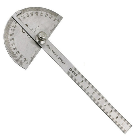 2Pcs Stainless Steel Protractor Angle Finder Arm Measuring Round Head Ruler Protractors