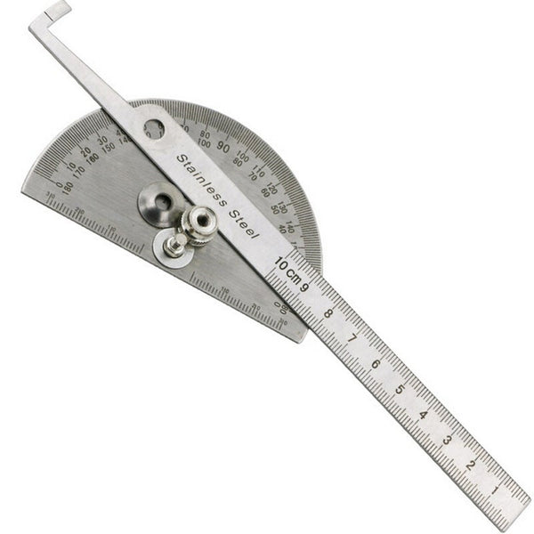 2Pcs Stainless Steel Protractor Angle Finder Arm Measuring Round Head Ruler Protractors
