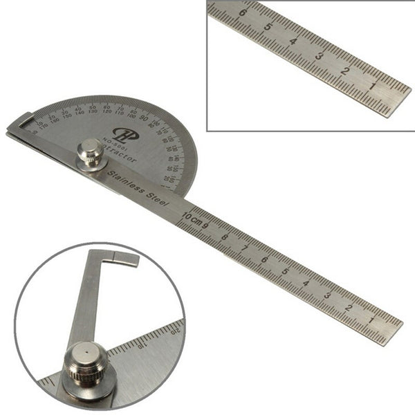2Pcs Stainless Steel Protractor Angle Finder Arm Measuring Round Head Ruler Protractors