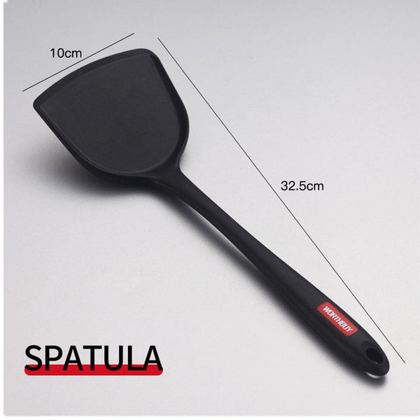 2Pcs Silicone Spatula Heat Insulation Kitchenware Non Stick Shovel Turner Cooking Utensils