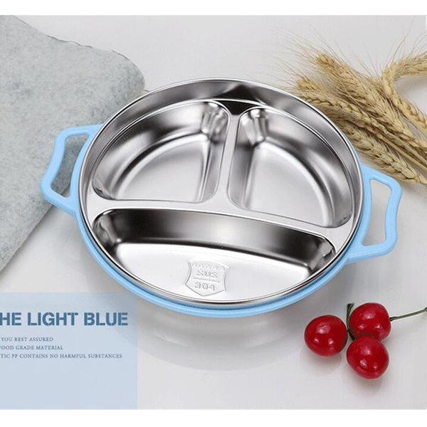 2Pcs Stainless Steel Children Tableware Creative Dinner Plate Separation Training Dinnerware Set Feeding Bowl Bowls & Plates