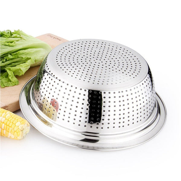 2Pcs Wash Rice Vegatable Plates Bowls Multifunction Thickening Deepen Stainless Steel Leak Basin Water Filter Set Drain Stoppers & Strainers