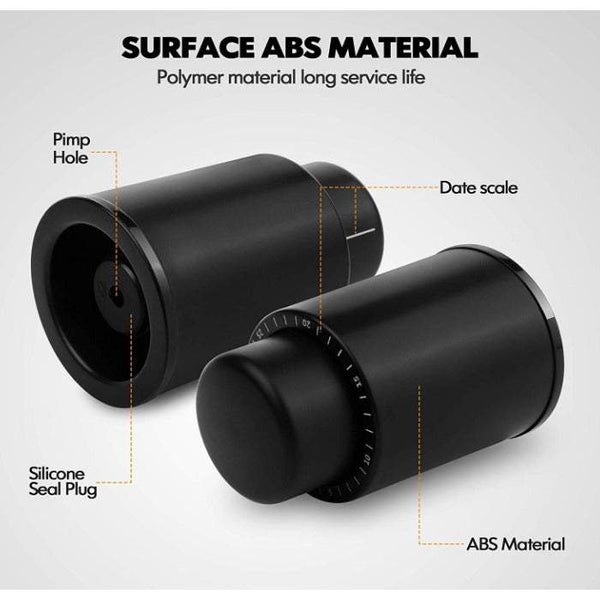 Kitchenware 2Pcs Wine Vacuum Pump Stoppers With Time Scale Record Saver Bottle Preserver Keeps Fresh Reusable Sealer Plastic Plug Bottle Stoppers