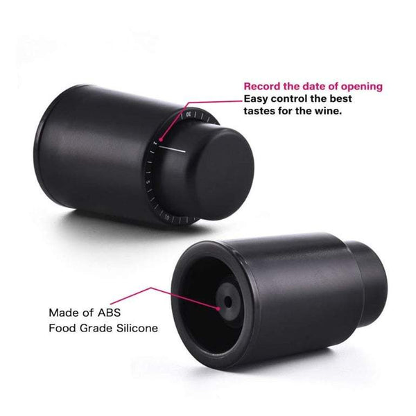 Kitchenware 2Pcs Wine Vacuum Pump Stoppers With Time Scale Record Saver Bottle Preserver Keeps Fresh Reusable Sealer Plastic Plug Bottle Stoppers