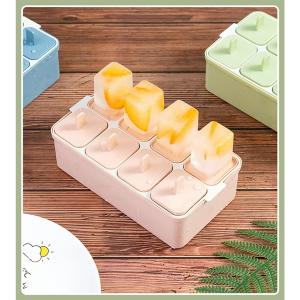 8 Grids Ice Cream Mold With Stick Thawing Box Cube Popsicle Maker