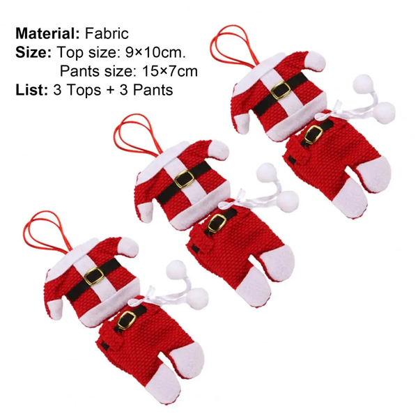 2Pcs / Set Christmas Fork Holders Santa Claus Pants Knife Bag Cases Tableware