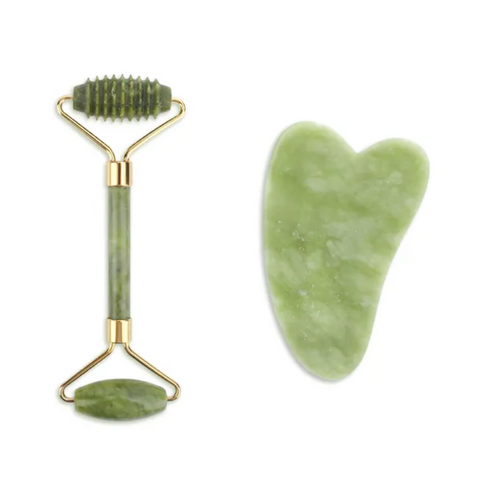 2Pcs Facial Massager Jade Roller Gua Sha Natural Beauty Set Massagers