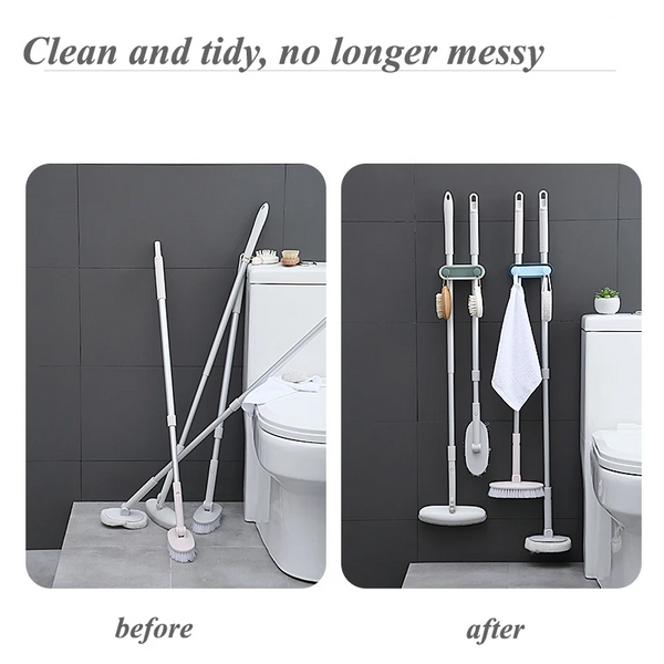 2Pcs Kitchen Bathroom Adhesive Multi Purpose Hooks Wall Mounted Mop Organizer Holder Rackbrush Broom Hanger Two In One F