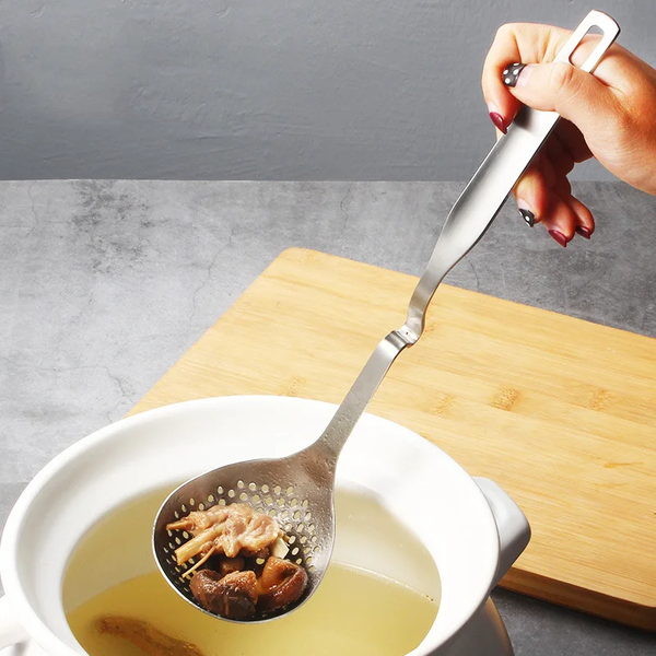 2Pcs Long Handle Soup Spoon Hot Pot Colander Strainer Tableware Filter With Hook