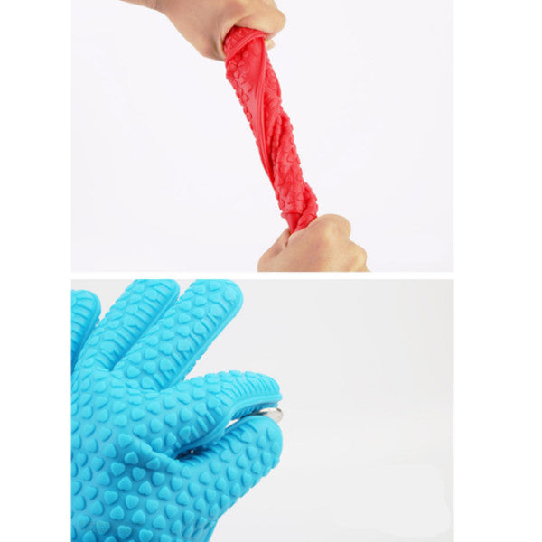 2Pcs Of Silica Gel Gloves Kitchen Five Fingers Baking Insulation Anti Scalding Oven Mitts & Potholders