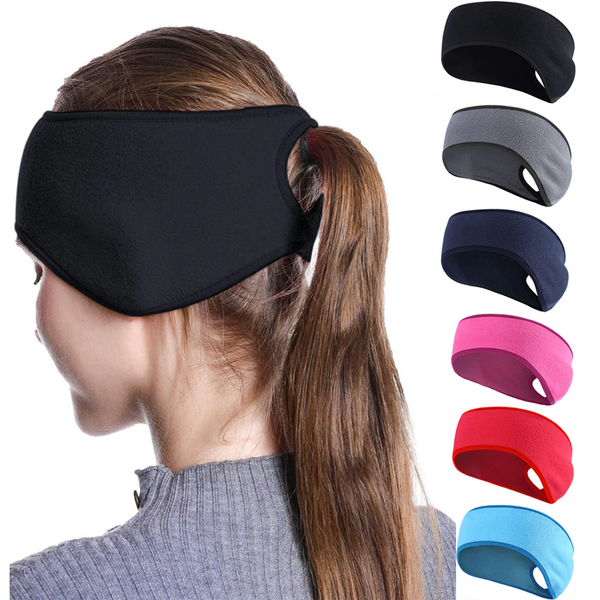 2Pcs Outdoor Unisex Ear Warmer Ponytail Winter Headband Headscarf Sweatband