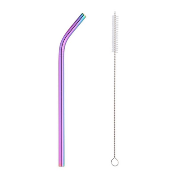 2Pcs Reusable Eco Friendly Stainless Steel Metal Milkshake Straws Straws & Stirrers