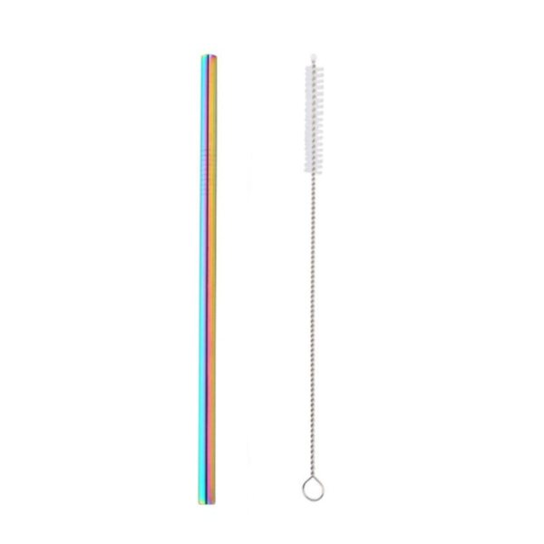 2Pcs Reusable Eco Friendly Stainless Steel Metal Milkshake Straws Straws & Stirrers