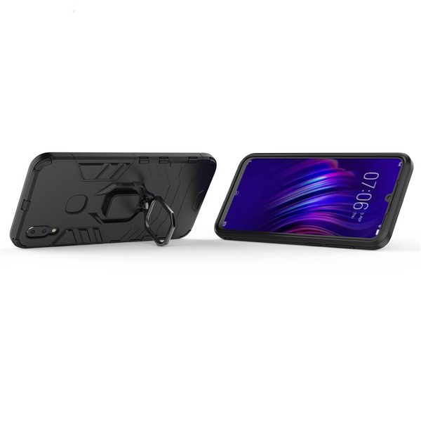 2Pcs Tpu Shockproof Protective Case For Vivo V11i With Magnetic Ring Holder Black