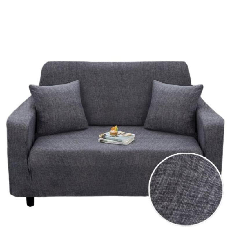2 Seater Sofa Cover Plain Gray Style Protection For Living Room Chair Slipcovers