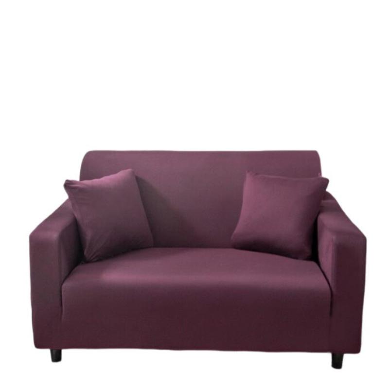 2 Seater Sofa Cover Plain Bean Paste Red Elastic Stretchable Slipcover Slipcovers