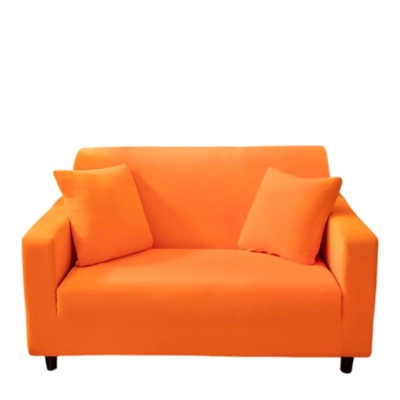 2 Seater Sofa Cover Plain Orange Style Protection For Living Room Chair Slipcover Slipcovers